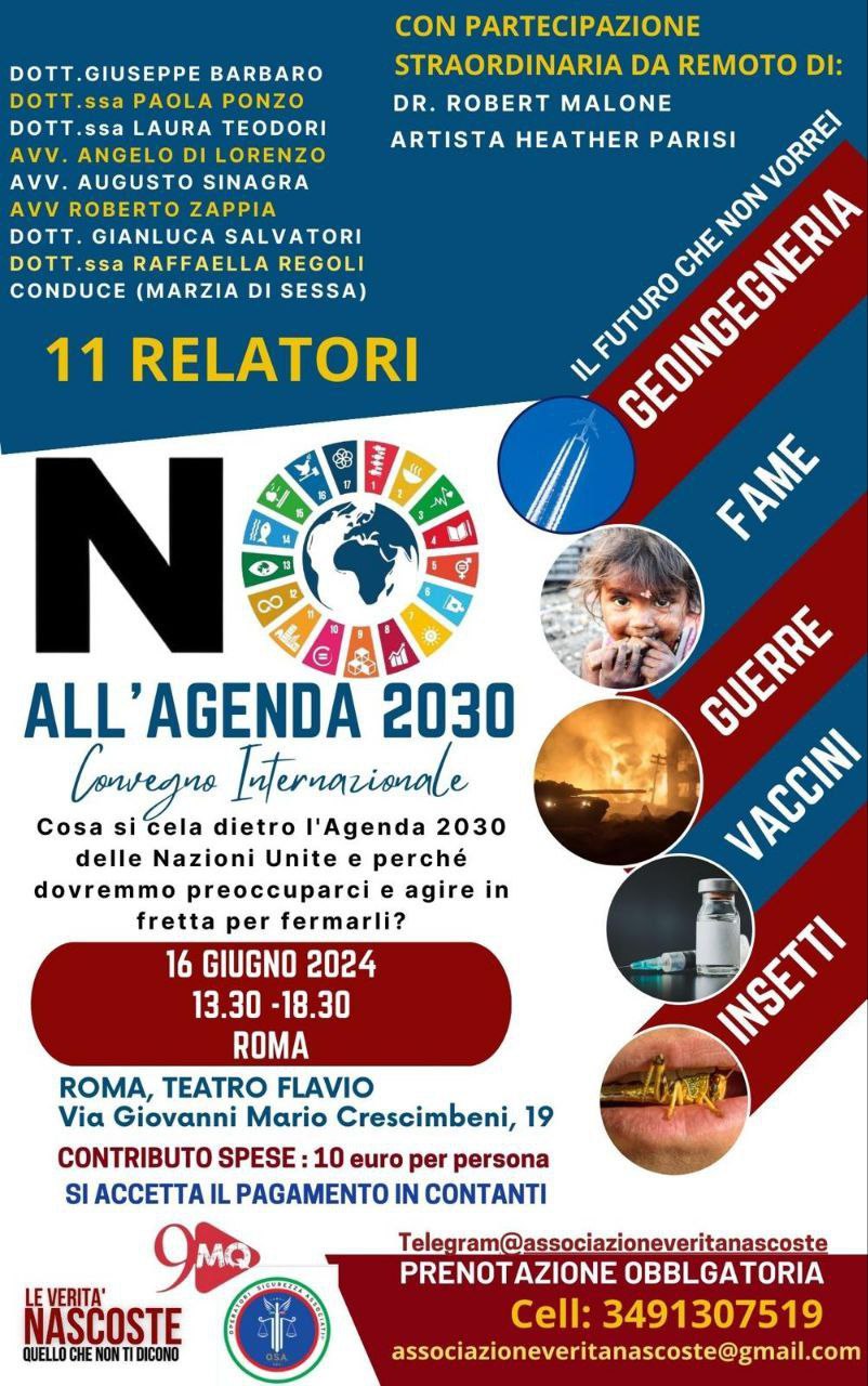 ROMA 16.6.2024 TEATRO FLAVIO – NO AGENDA 2030